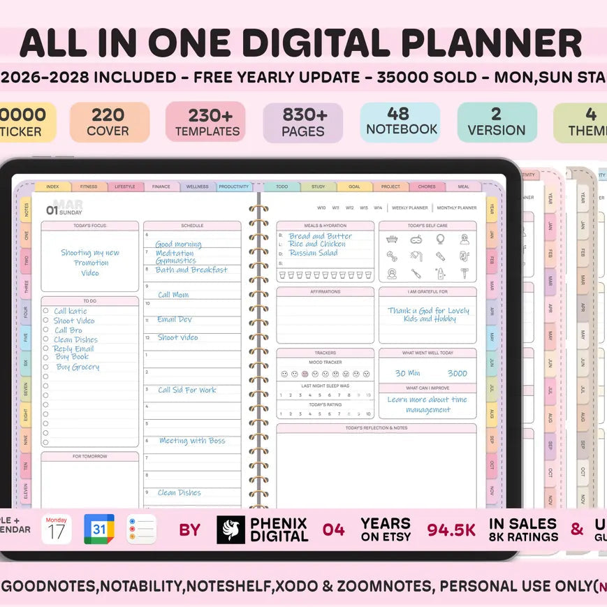 All-in-One Digital Planner (2026–2028 Included) | Phenix Digital