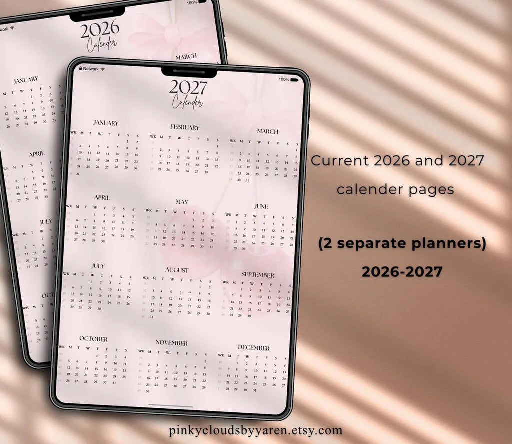 Aesthetic Cherry Digital Planner (2026–2027) | Pinkycloudsbyyaren